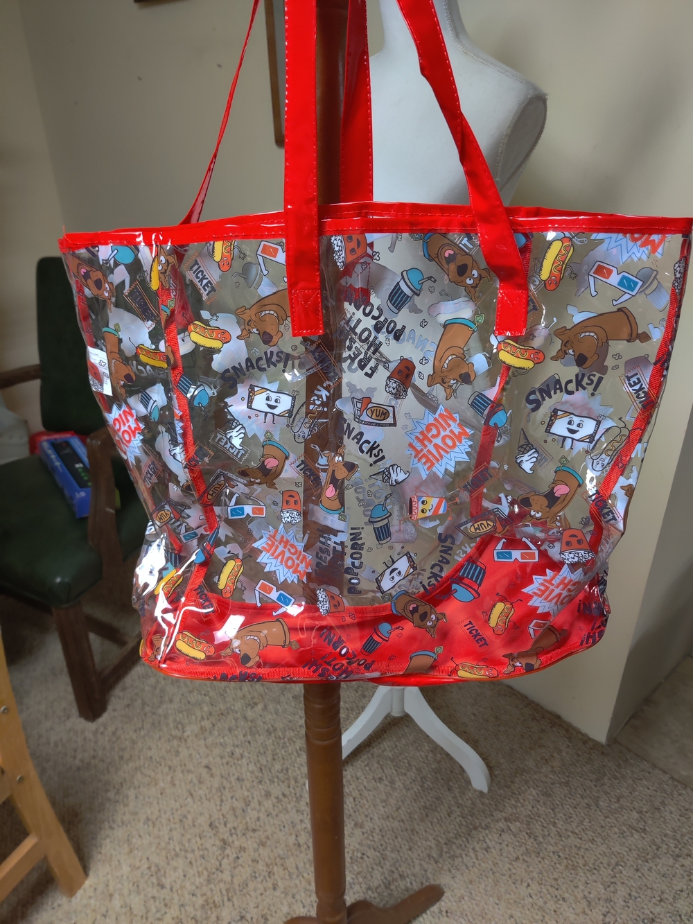 Clear Red Novelty Snack-Print Tote Bag Scooby Doo Large